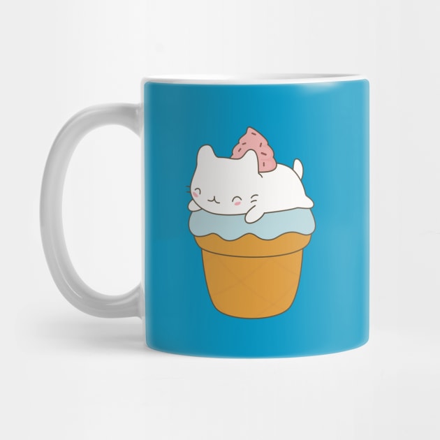 Kawaii Cat Ice Cream Cone T-Shirt by happinessinatee